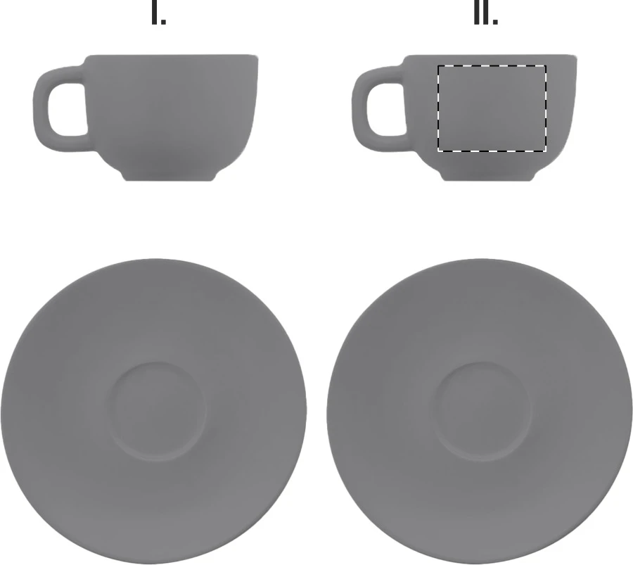 Caturra Plus sada šálok na cappuccino – grey – tlačová plocha – Šálka 2 - pre ľaváka