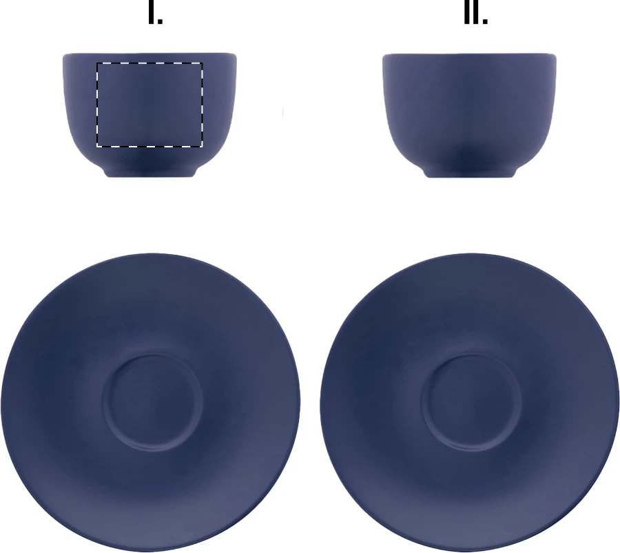 Caturra Plus sada šálok na cappuccino – dark blue – tlačová plocha – Šálka 1 - naproti uchu