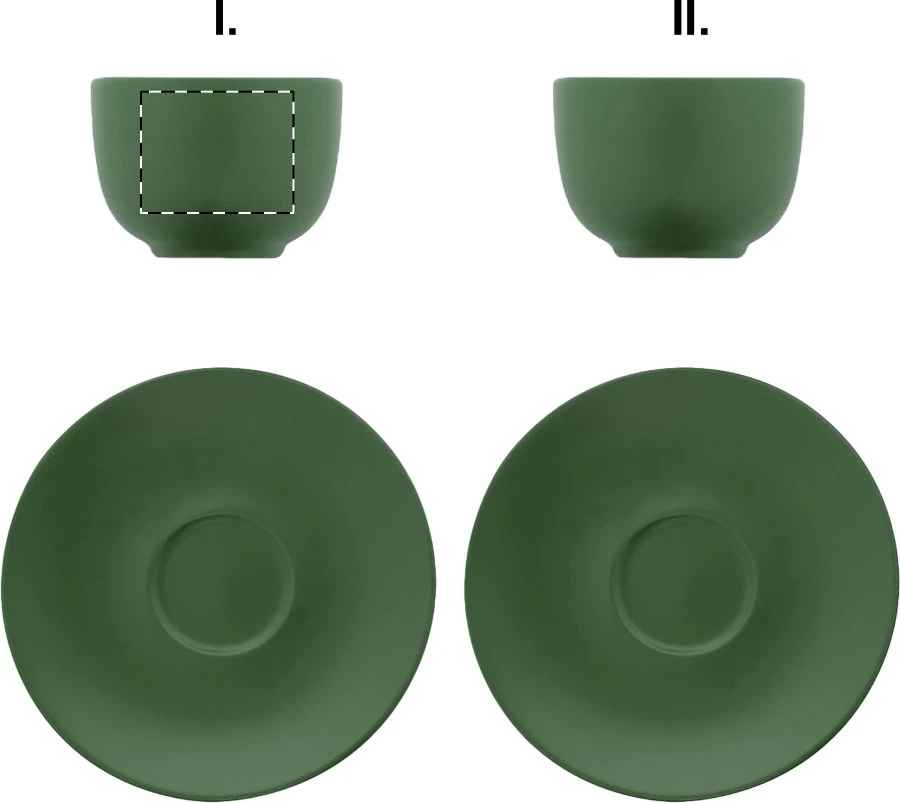Caturra Plus sada šálok na cappuccino – green – tlačová plocha – Šálka 1 - naproti uchu