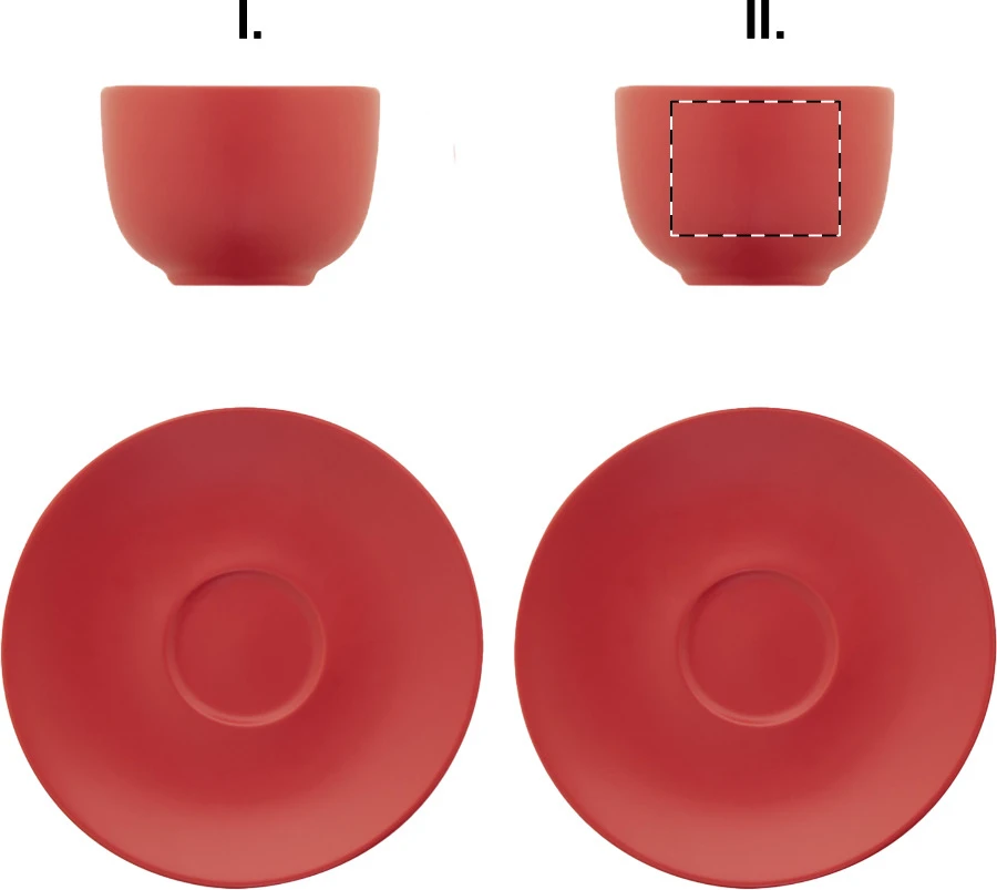 Caturra Plus sada šálok na cappuccino – red – tlačová plocha – Šálka 2 - naproti uchu
