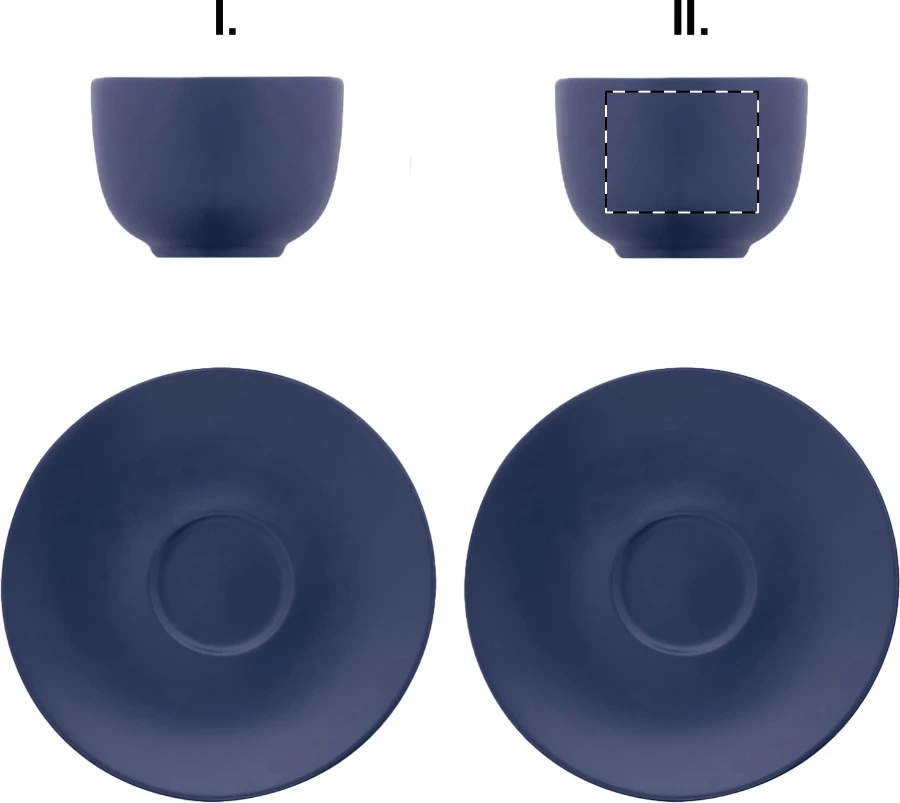 Caturra Plus sada šálok na cappuccino – dark blue – tlačová plocha – Šálka 2 - naproti uchu