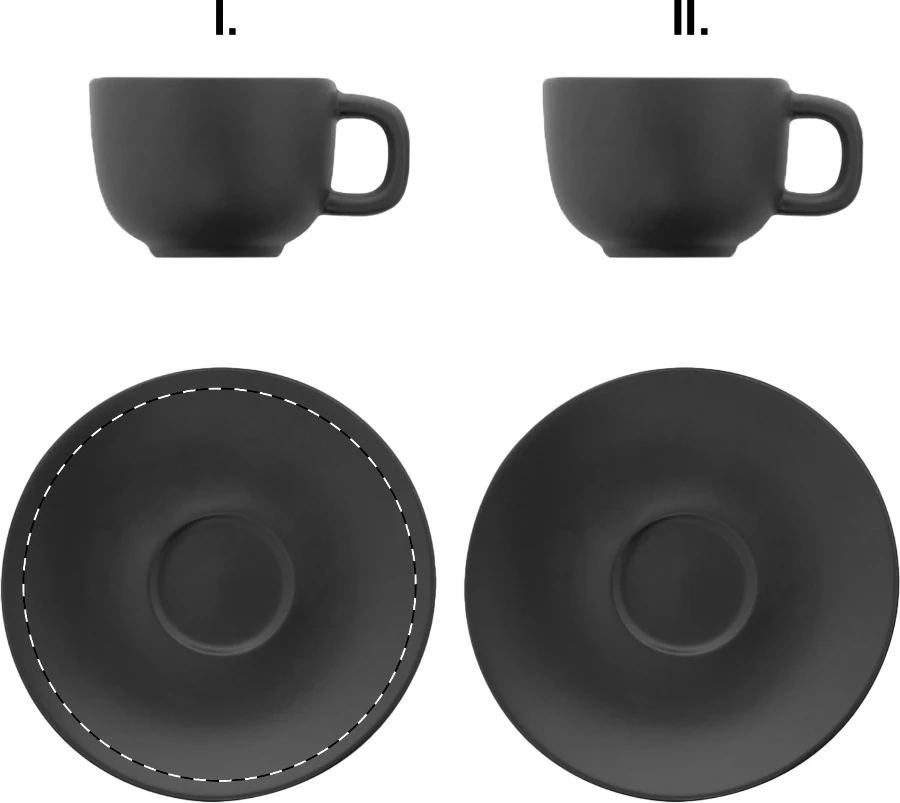 Caturra Plus sada šálok na cappuccino – čierna – tlačová plocha – Podšálka 1