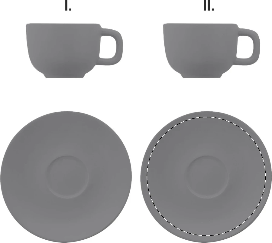Caturra Plus sada šálok na cappuccino – grey – tlačová plocha – Podšálka 2