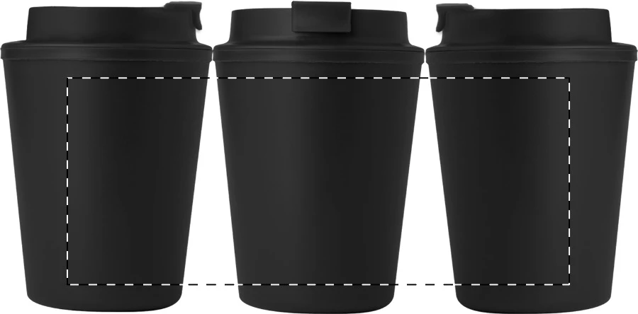 Cappulu RPP termo hrnček – čierna – tlačová plocha – Celoplošná potlač – rotačná sieťotlač