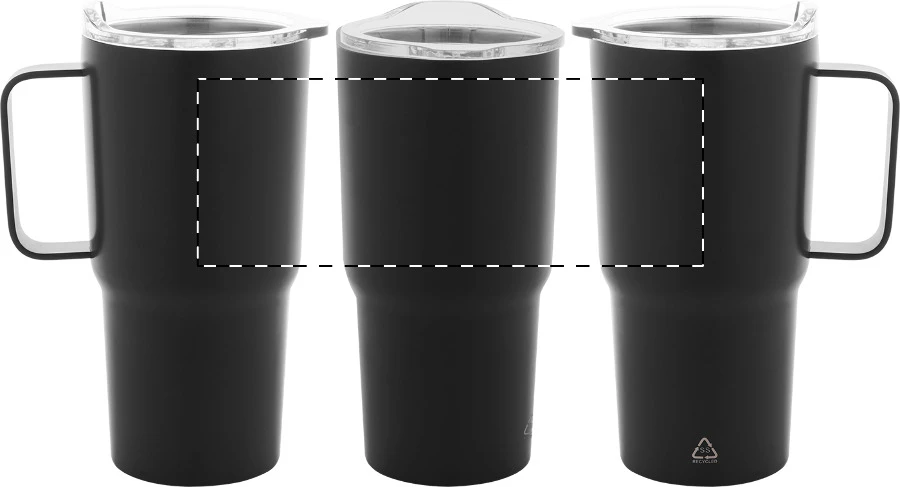 Grabicano termo hrnček – čierna – tlačová plocha – Rotačná sieťotlač na strane oproti ušku