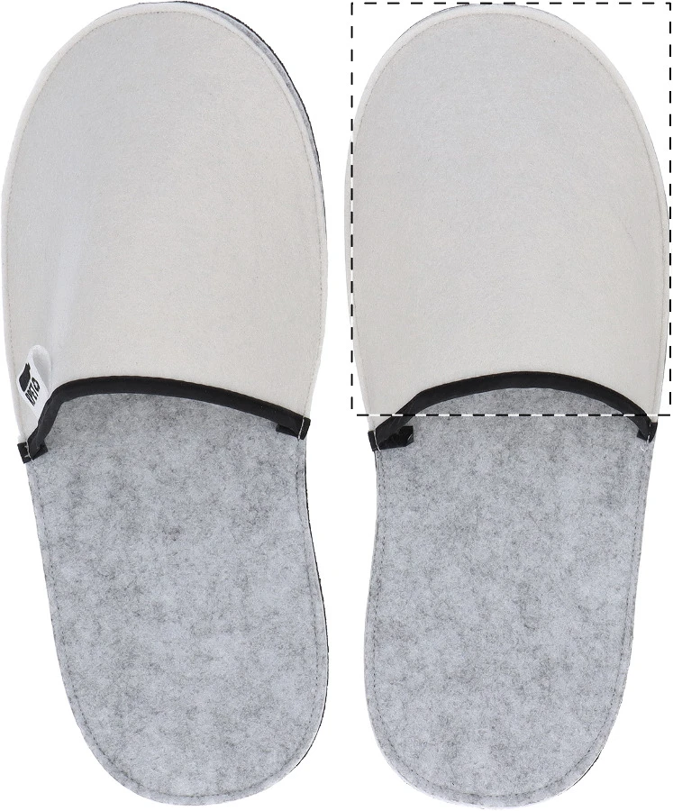 CreaFelt Slip RPET papuče na zákazku – white – tlačová plocha – Vrchná časť - pravé papuče