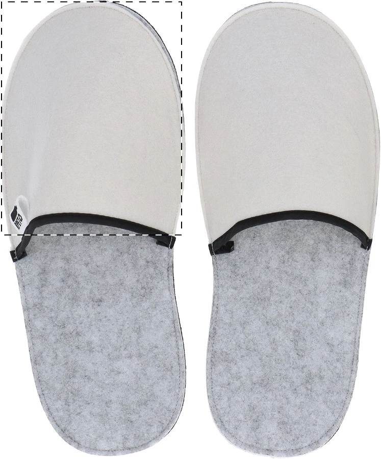 CreaFelt Slip RPET papuče na zákazku – white – tlačová plocha – Vrchná časť - ľavé papuče