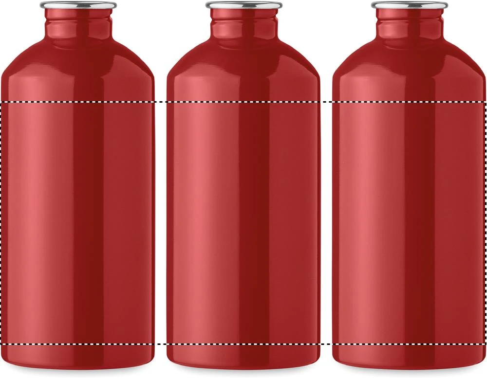 Jednostenná fľaša 500 ml REMID MOSS – červená – tlačová plocha – Dookola 360°