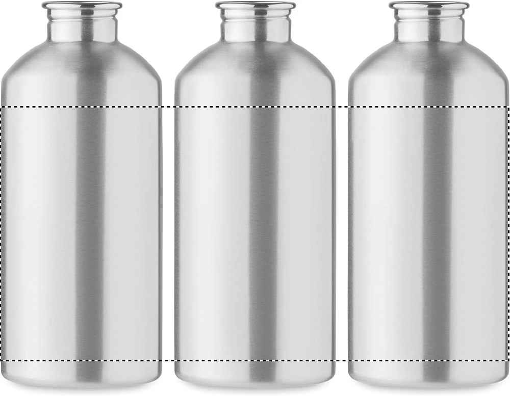 Jednostenná fľaša 500 ml REMID MOSS – matná stříbrná – tlačová plocha – Dookola 360°