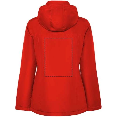Dámska zateplená softshellová parka Notus - Roly – červená – tlačová plocha – Horná časť chrbta