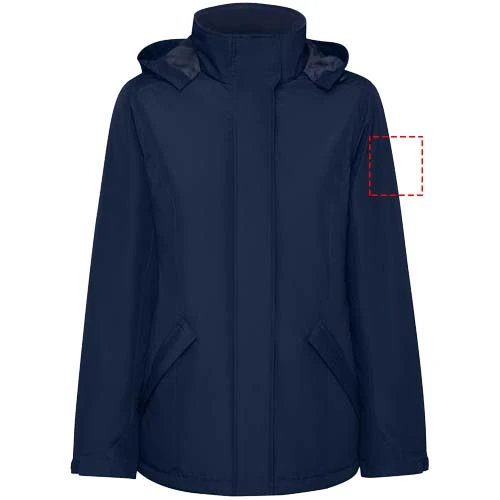 Dámska zateplená softshellová parka Notus - Roly – námornícka modrá – tlačová plocha – Ľavý biceps
