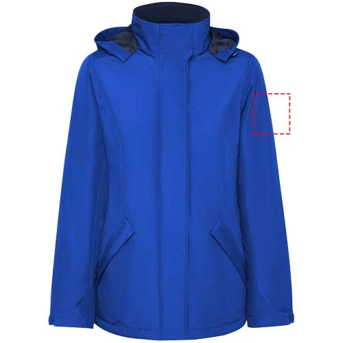 Dámska zateplená softshellová parka Notus - Roly – kráľovská modrá – tlačová plocha – Levý biceps