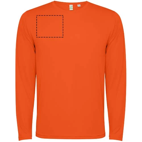Pánske tričko s dlhým rukávom Extreme - Roly – ohnivá oranžová – tlačová plocha – Pravá strana hrude