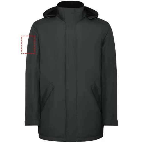 Pánska zateplená softshellová parka Notus - Roly – tmavě olověná – tlačová plocha – Pravý biceps
