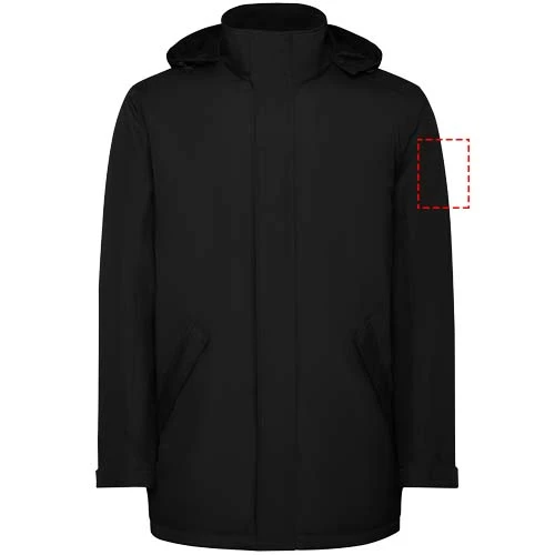 Pánska zateplená softshellová parka Notus - Roly – černá – tlačová plocha – Ľavý biceps