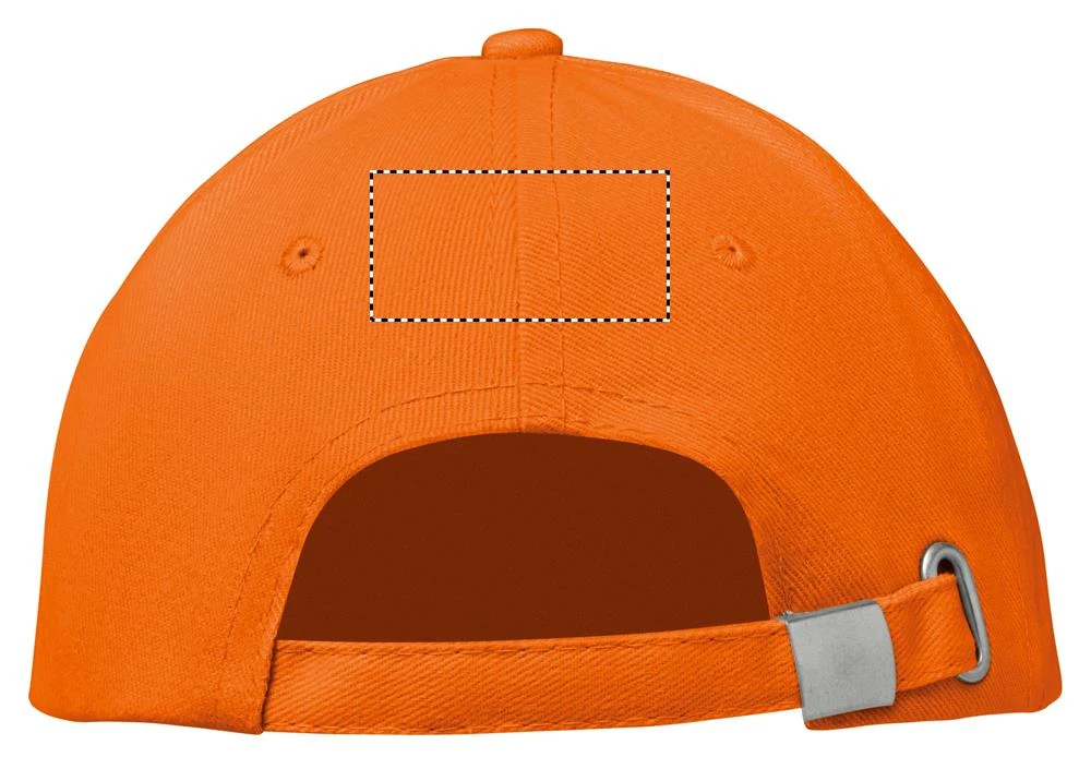 6 panelová baseballová čiapka BUFFALO – oranžová – tlačová plocha – Zadná strana