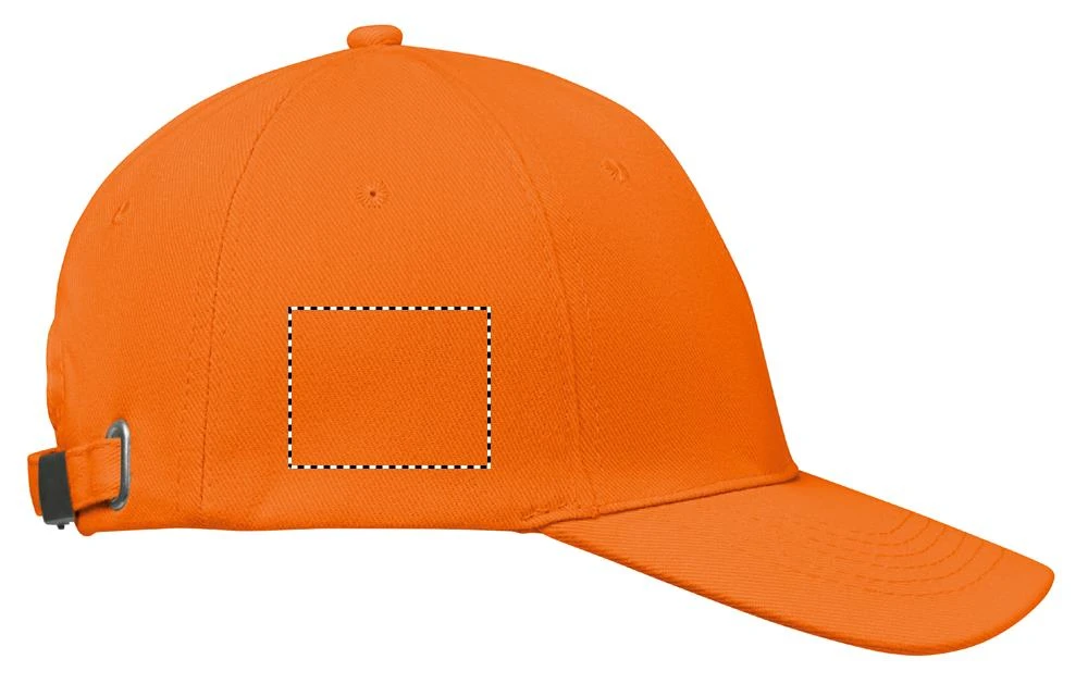 6 panelová baseballová čiapka BUFFALO – oranžová – tlačová plocha – SEGMENT RIGHT