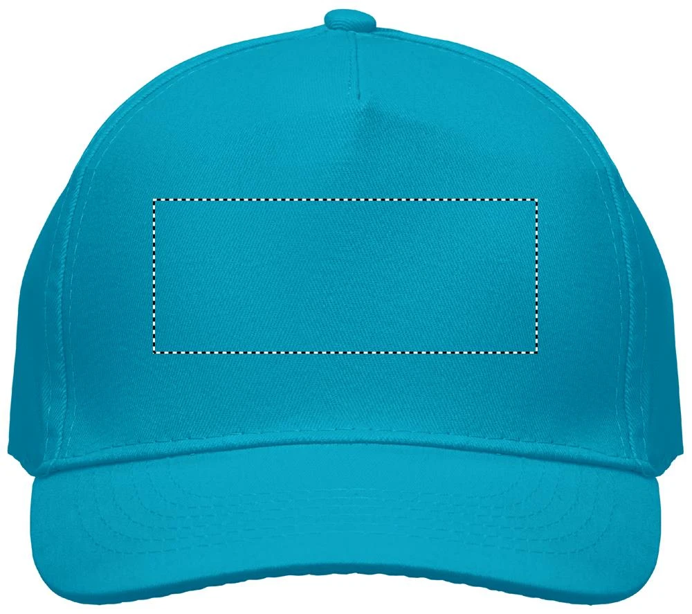 Päťpanelová čiapka SUNNY – tyrkysová – tlačová plocha – FRONT 1