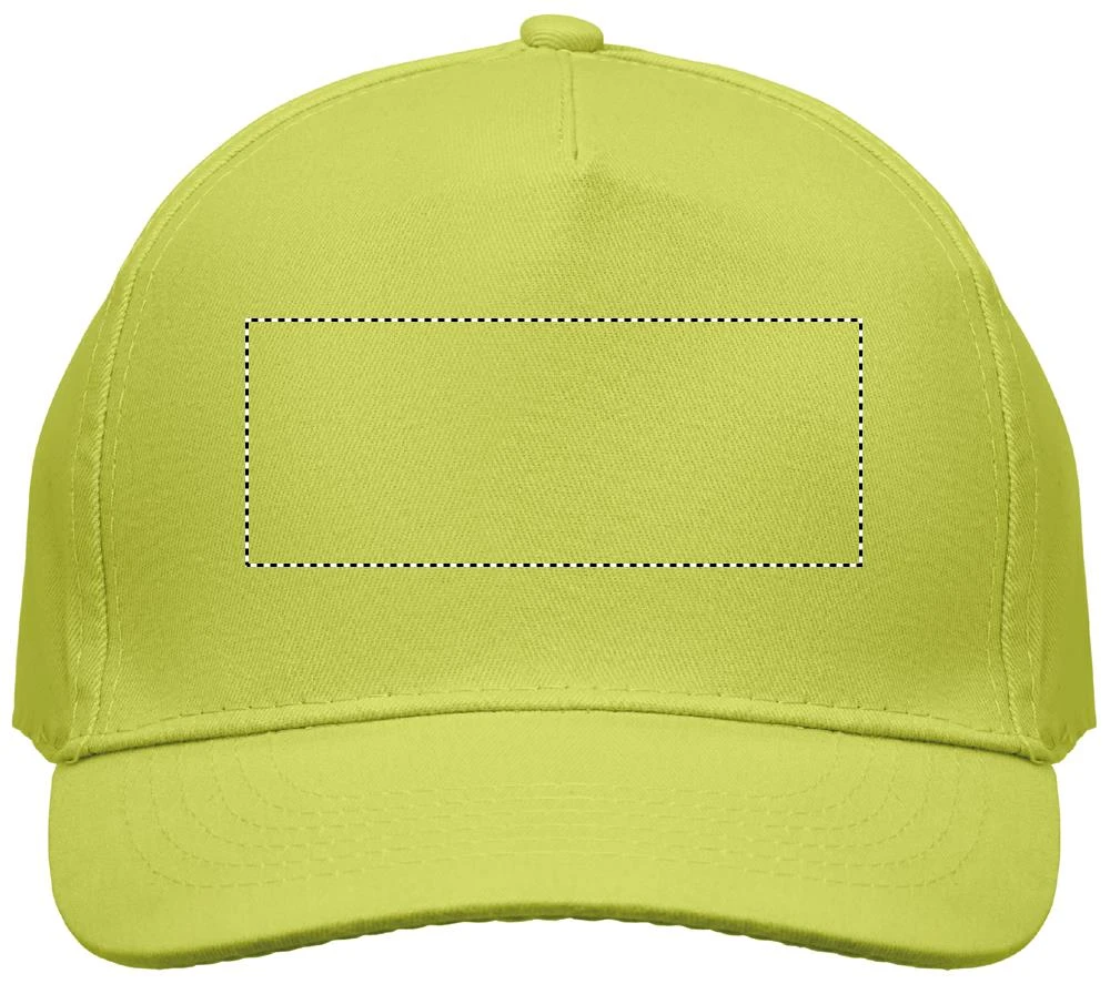 Päťpanelová čiapka SUNNY – limetková – tlačová plocha – FRONT 1