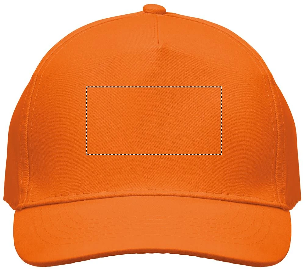 Päťpanelová čiapka SUNNY – oranžová – tlačová plocha – FRONT 2