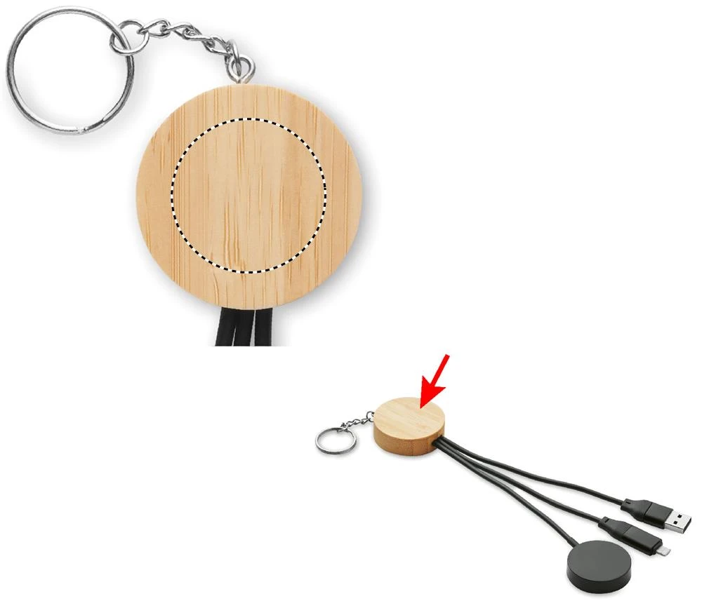 Prívesok na kľúče s káblom 4v1 BULE – černá – tlačová plocha – BAMBOO PART