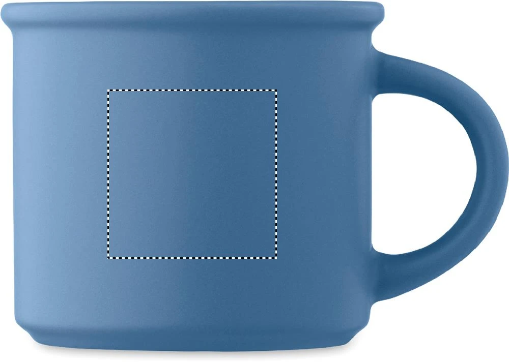 Matný keramický hrnček 300 ml CUPAGE – modrá – tlačová plocha – Pre pravákov