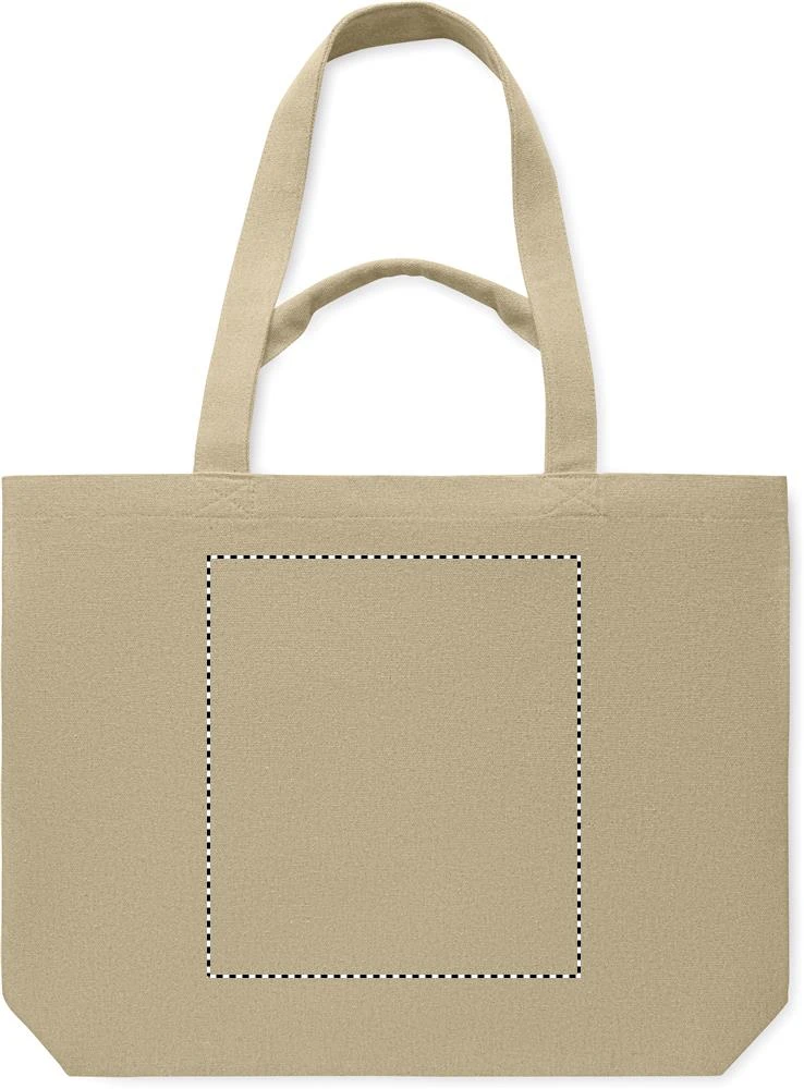 Plážová taška plátenná 320g MALDI BEACH – khaki – tlačová plocha – EMBROIDERY