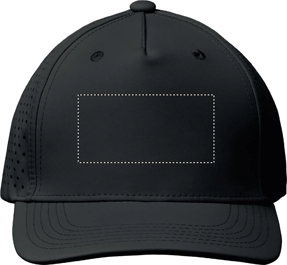 5 panelová baseballová čiapka 130g CAPO – černá – tlačová plocha – Predná strana