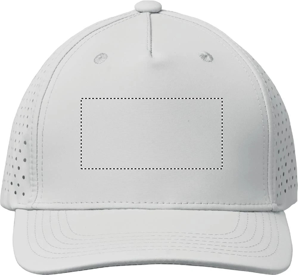 5 panelová baseballová čiapka 130g CAPO – bílá – tlačová plocha – Predná strana