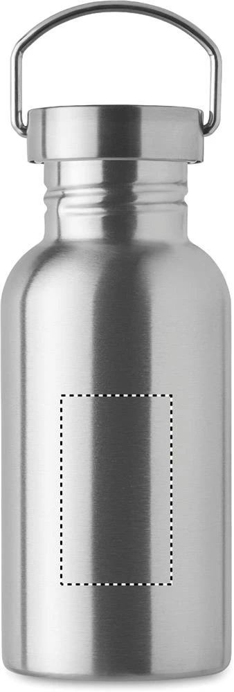 Jednostenná fľaša 500ml FLORENCE SING – matná stříbrná – tlačová plocha – Predná strana