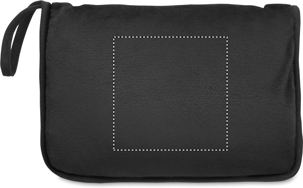 Cestovná deka 2v1 COZY – černá – tlačová plocha – POUCH EMBROIDERY