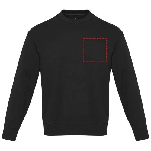 Unisex Aware™ recyklovaný sveter s guľatým výstrihom Jet - Elevate – černá – tlačová plocha – Ľavá strana hrude