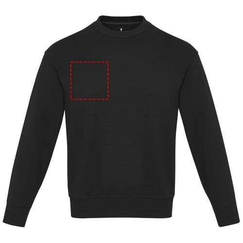 Unisex Aware™ recyklovaný sveter s guľatým výstrihom Jet - Elevate – černá – tlačová plocha – Pravá strana hrude