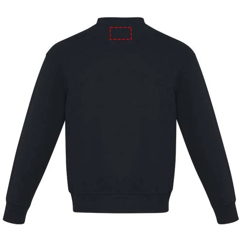 Unisex Aware™ recyklovaný sveter s guľatým výstrihom Jet - Elevate – námornícka modrá – tlačová plocha – Horná časť chrbta