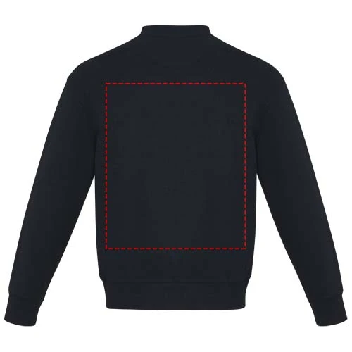 Unisex Aware™ recyklovaný sveter s guľatým výstrihom Jet - Elevate – námornícka modrá – tlačová plocha – Horná časť chrbta