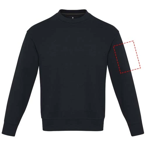 Unisex Aware™ recyklovaný sveter s guľatým výstrihom Jet - Elevate – námornícka modrá – tlačová plocha – Ľavý biceps