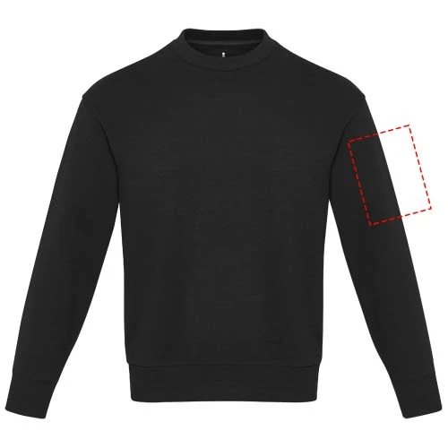Unisex Aware™ recyklovaný sveter s guľatým výstrihom Jet - Elevate – černá – tlačová plocha – Ľavý biceps