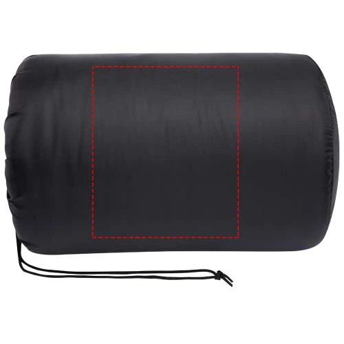 Fleecová deka veľkosti 220 x 250 cm Huggy – černá – tlačová plocha – Vrecko na uloženie
