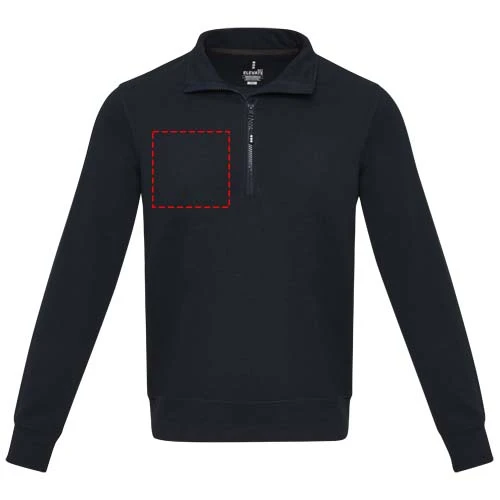 Unisex recyklovaný sveter Aware™ na štvrťový zips Tin - Elevate – námornícka modrá – tlačová plocha – Pravá strana hrude