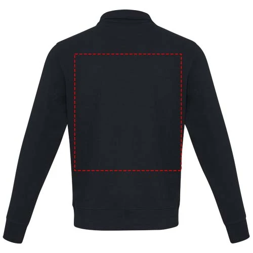 Unisex recyklovaný sveter Aware™ na štvrťový zips Tin - Elevate – námornícka modrá – tlačová plocha – Horná časť chrbta