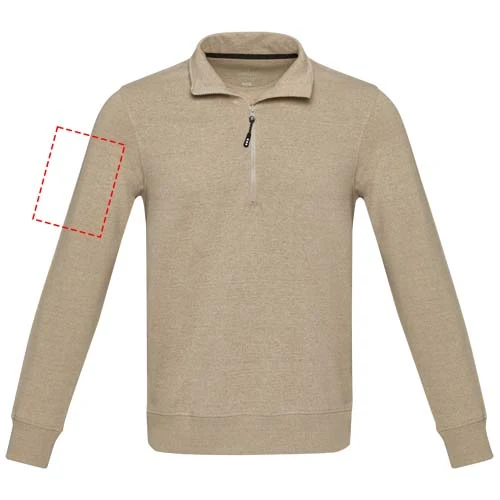 Unisex recyklovaný sveter Aware™ na štvrťový zips Tin - Elevate – ovesné vločky – tlačová plocha – Pravý biceps