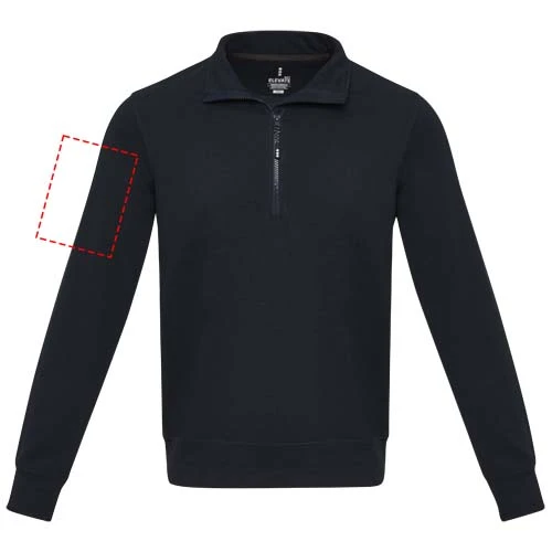 Unisex recyklovaný sveter Aware™ na štvrťový zips Tin - Elevate – námornícka modrá – tlačová plocha – Pravý biceps