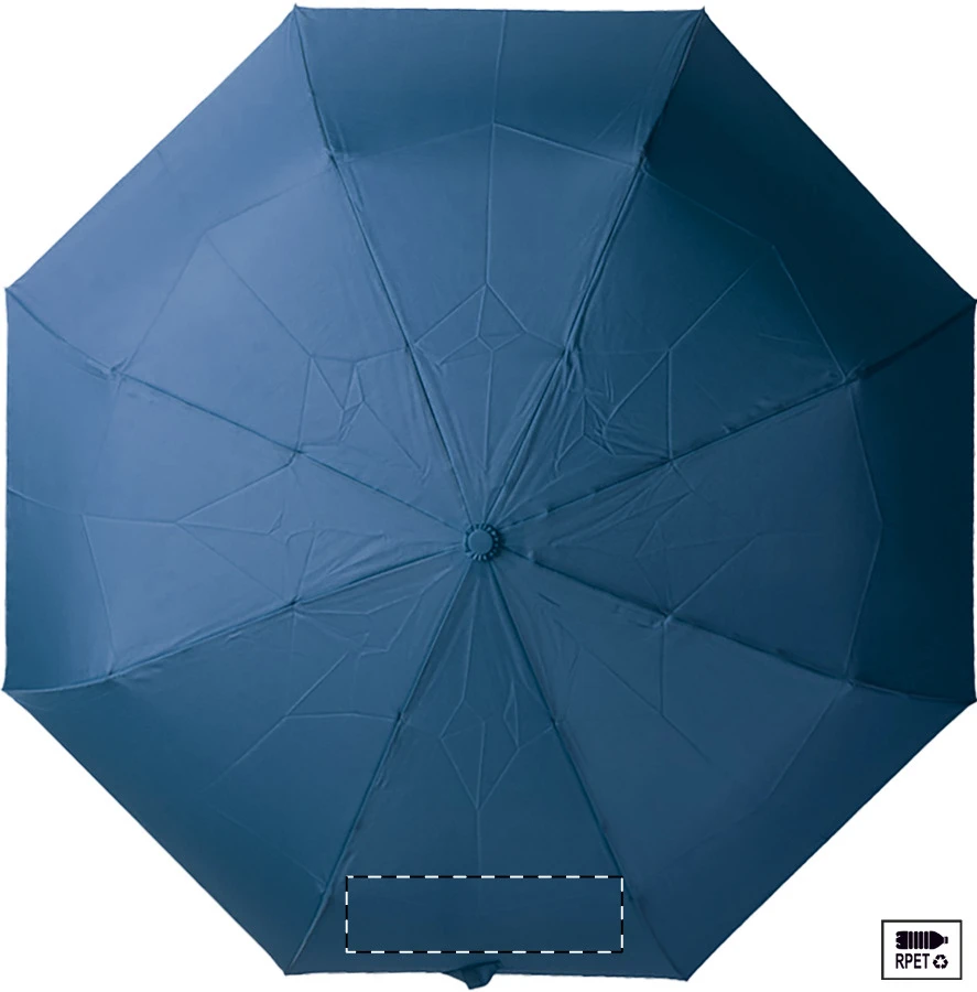 Folcomp RPET dáždnik – dark blue – tlačová plocha – Panel 1 - s uzatváracím remienkom (číslovanie panelov v smere hodinových ručičiek)