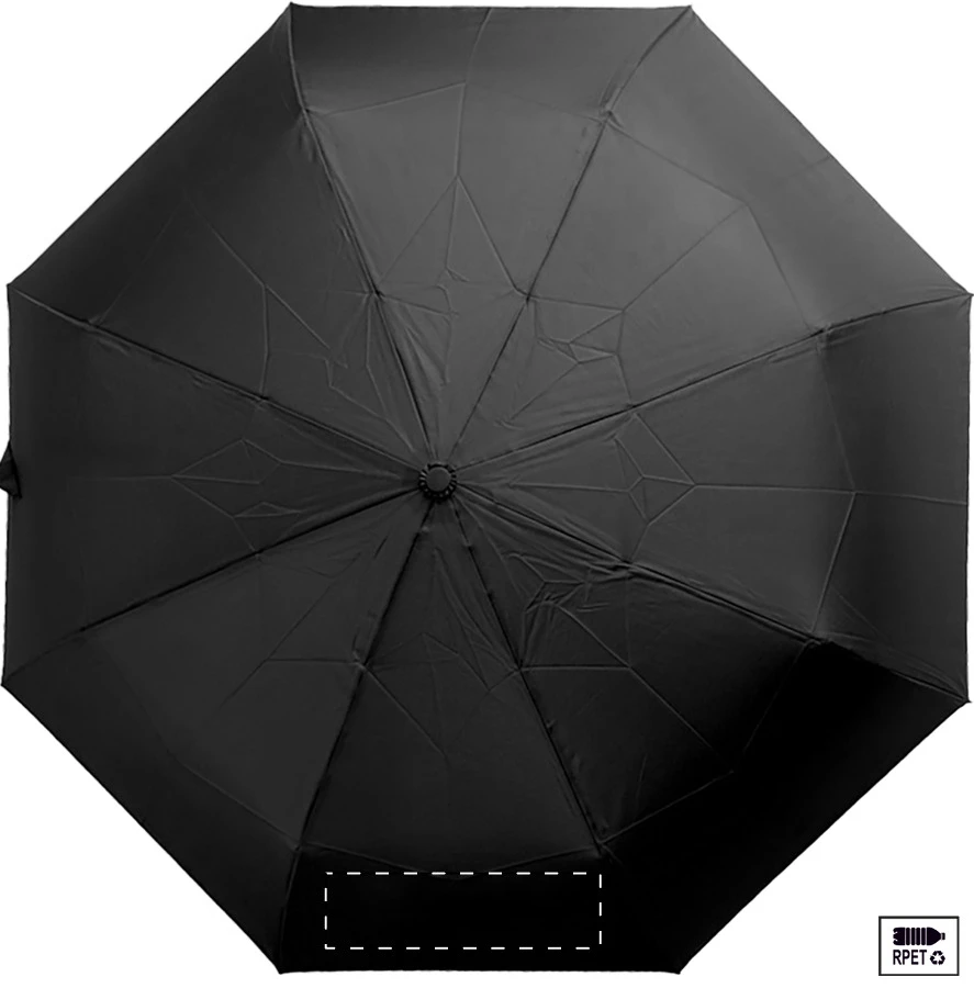 Folcomp RPET dáždnik – čierna – tlačová plocha – Panel 3