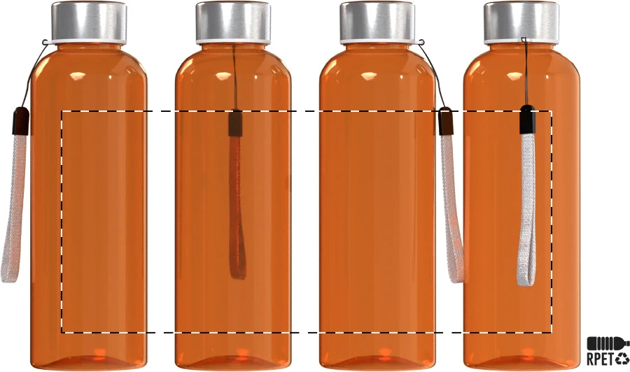 Pemba Creative RPET fľaša – orange – tlačová plocha – Celoplošná potlač – rotačná sieťotlač