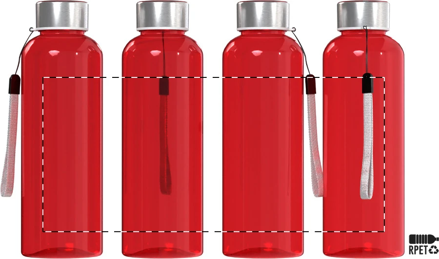 Pemba Creative RPET fľaša – red – tlačová plocha – Celoplošná potlač – rotačná sieťotlač