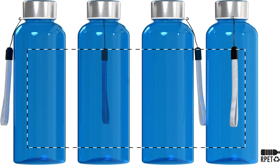 Pemba Creative RPET fľaša – blue – tlačová plocha – Celoplošná potlač – rotačná sieťotlač