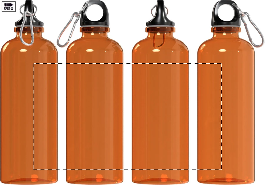 Repetto RPET fľaša – orange – tlačová plocha – Celoplošná potlač – rotačná sieťotlač