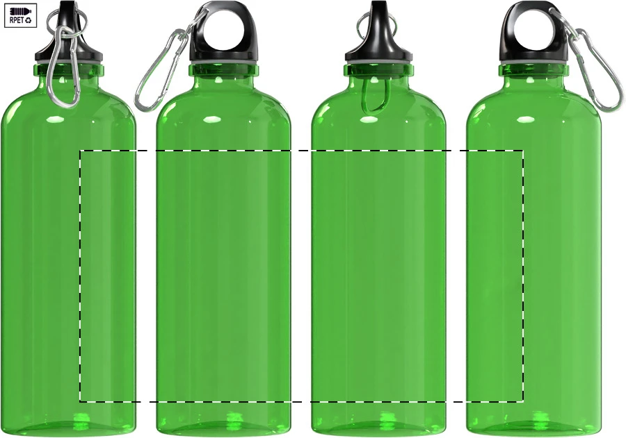 Repetto RPET fľaša – green – tlačová plocha – Celoplošná potlač – rotačná sieťotlač