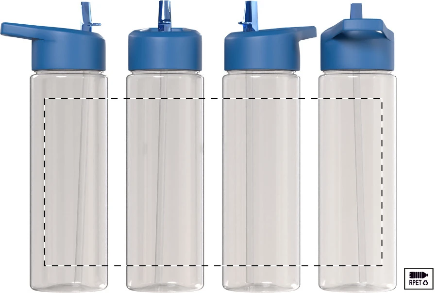 Fitty RPET športová fľaša – light blue – tlačová plocha – Celoplošná potlač – rotačná sieťotlač